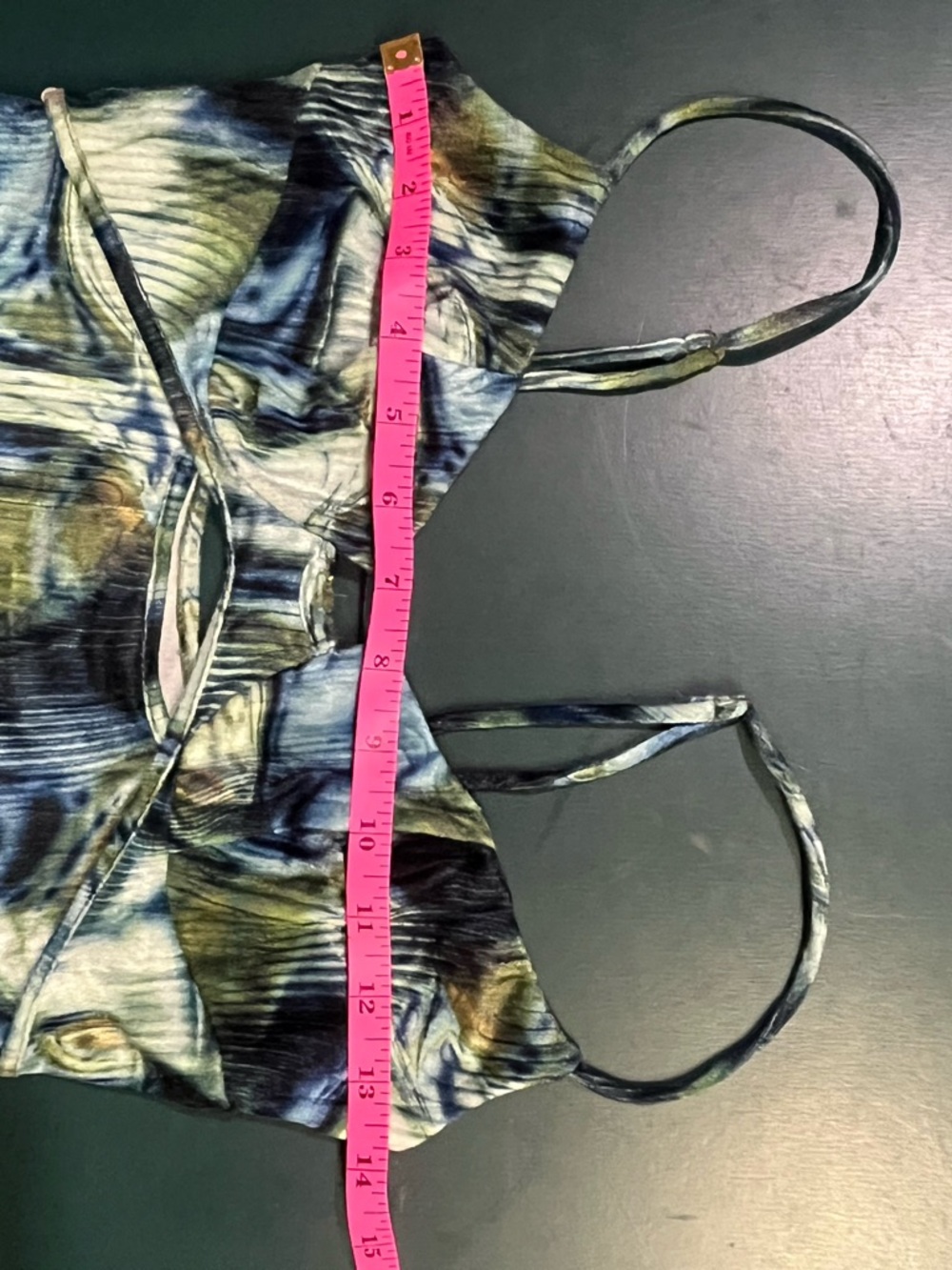 Urban Outfitters Josie Velvet Corset Chartreuse Tie-Dye Strap Crop Top (236) - Picture 8 of 9